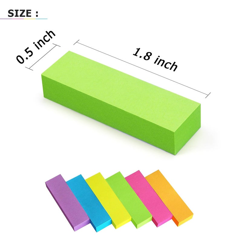 Eastern Wolf 30 Pads 0.5x1.8 Sticky Notes Flags Tabs Page Markers 6 Bright Color Sticky Index Tabs Page Flags 80 Sheet/Pad - Image 2